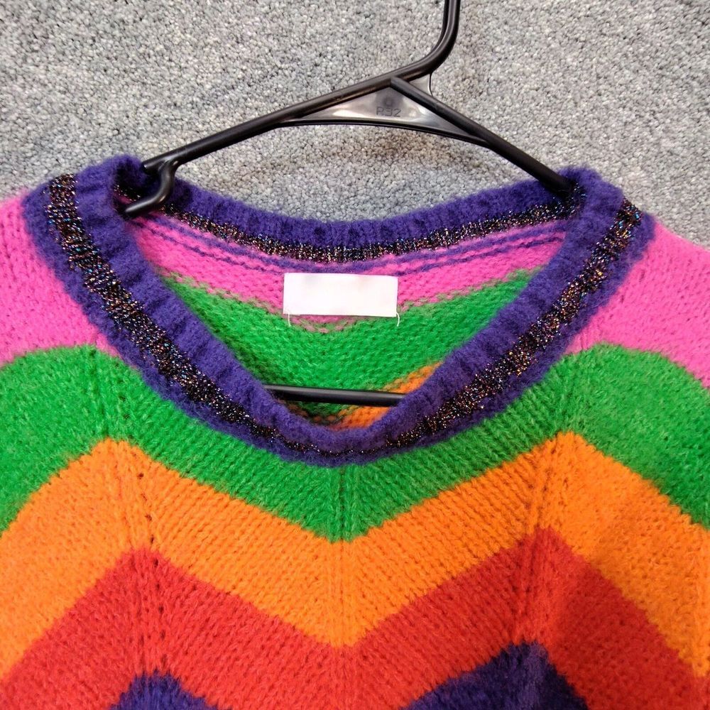 Q2 Womens Sweater Multicolor M Long Sleeve Crew Neck Pullover Chunky Knit - Picture 4 of 10